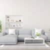 Gray sofa in white living room with copy space, 3D rendering Milano Sofa