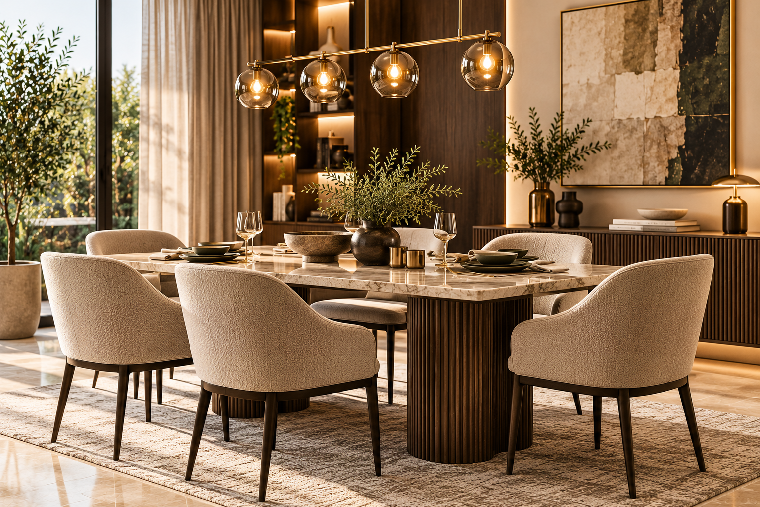 Warm Modern Luxury Dining Room dining table